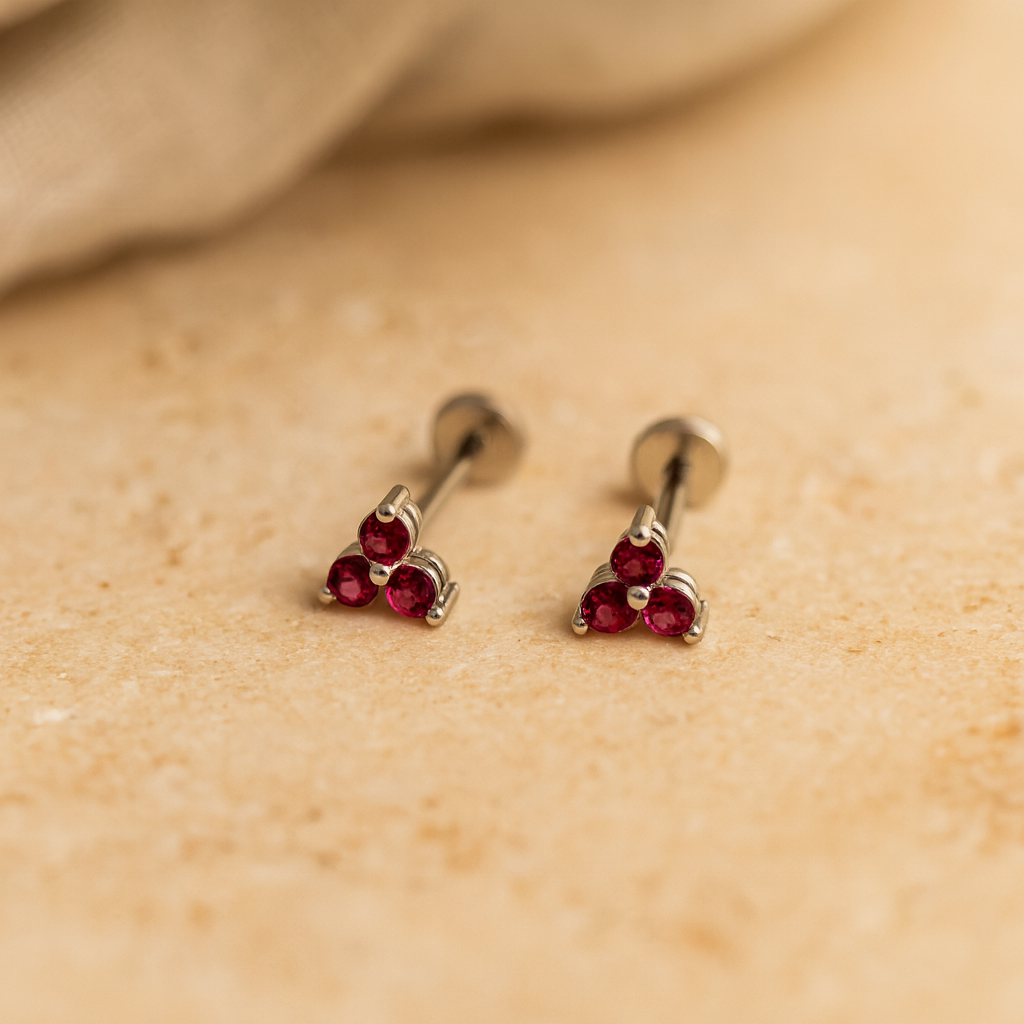 Ruby Trio Studs-Studs-Silver-Anushka Jain Jewellery