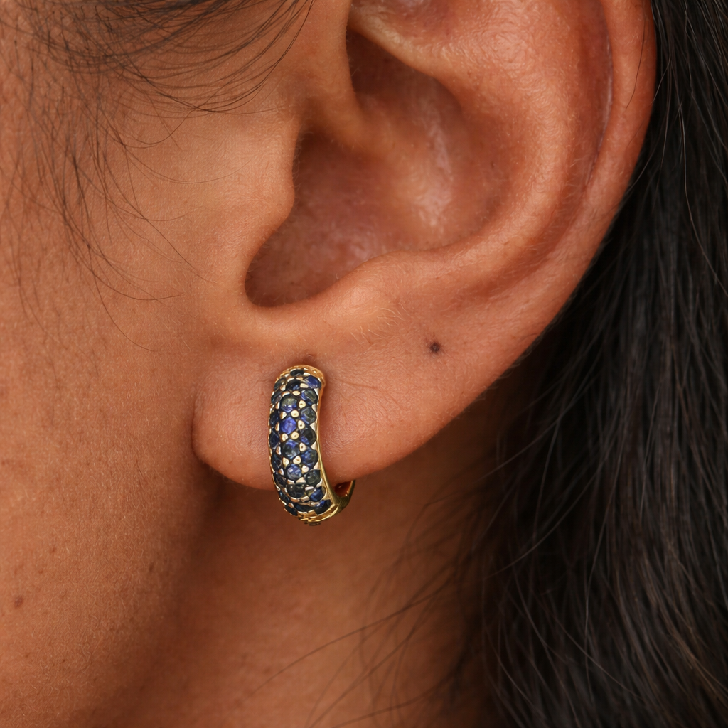 Sapphire Bold Huggies-Huggie-Anushka Jain Jewellery