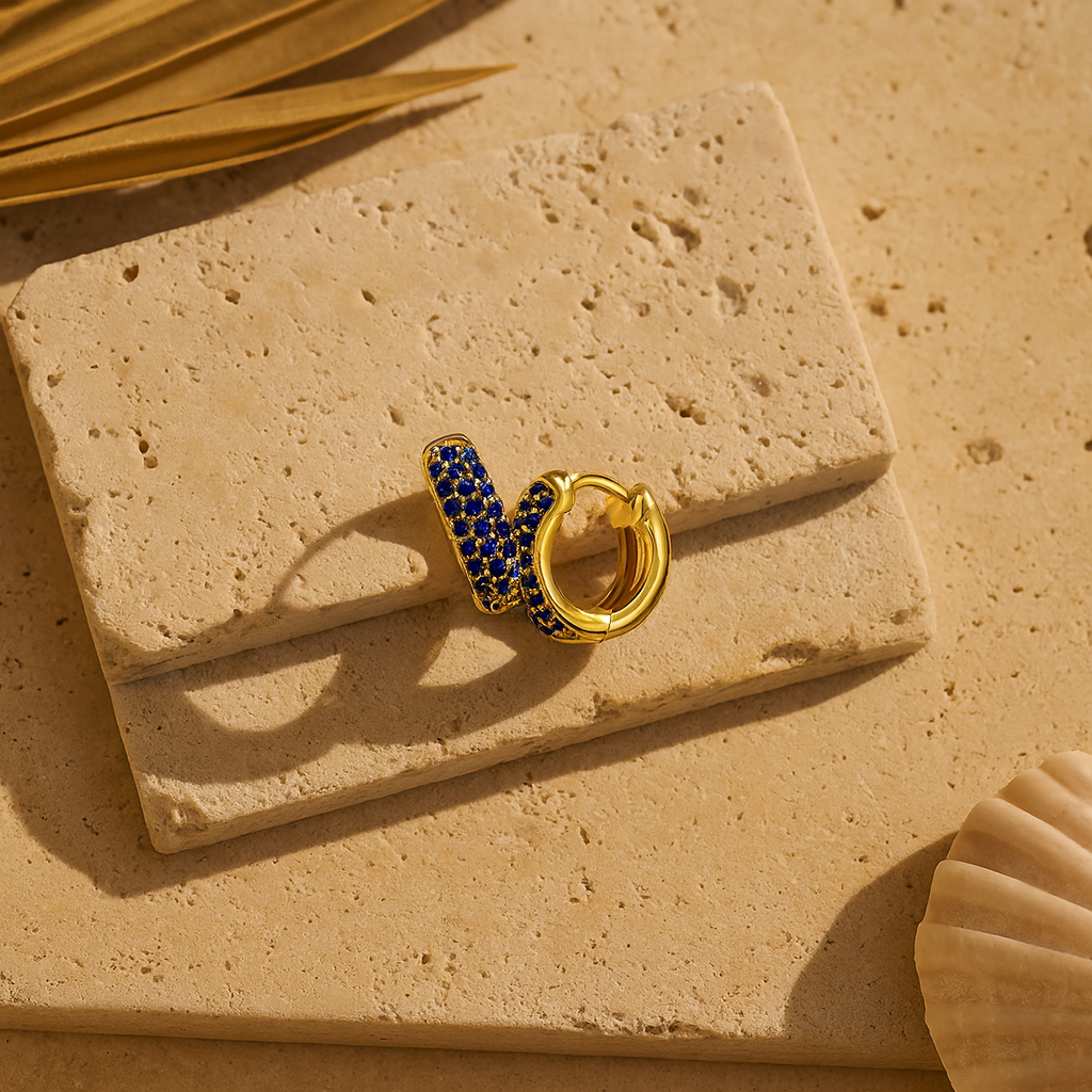 Sapphire Bold Huggies-Huggie-Anushka Jain Jewellery