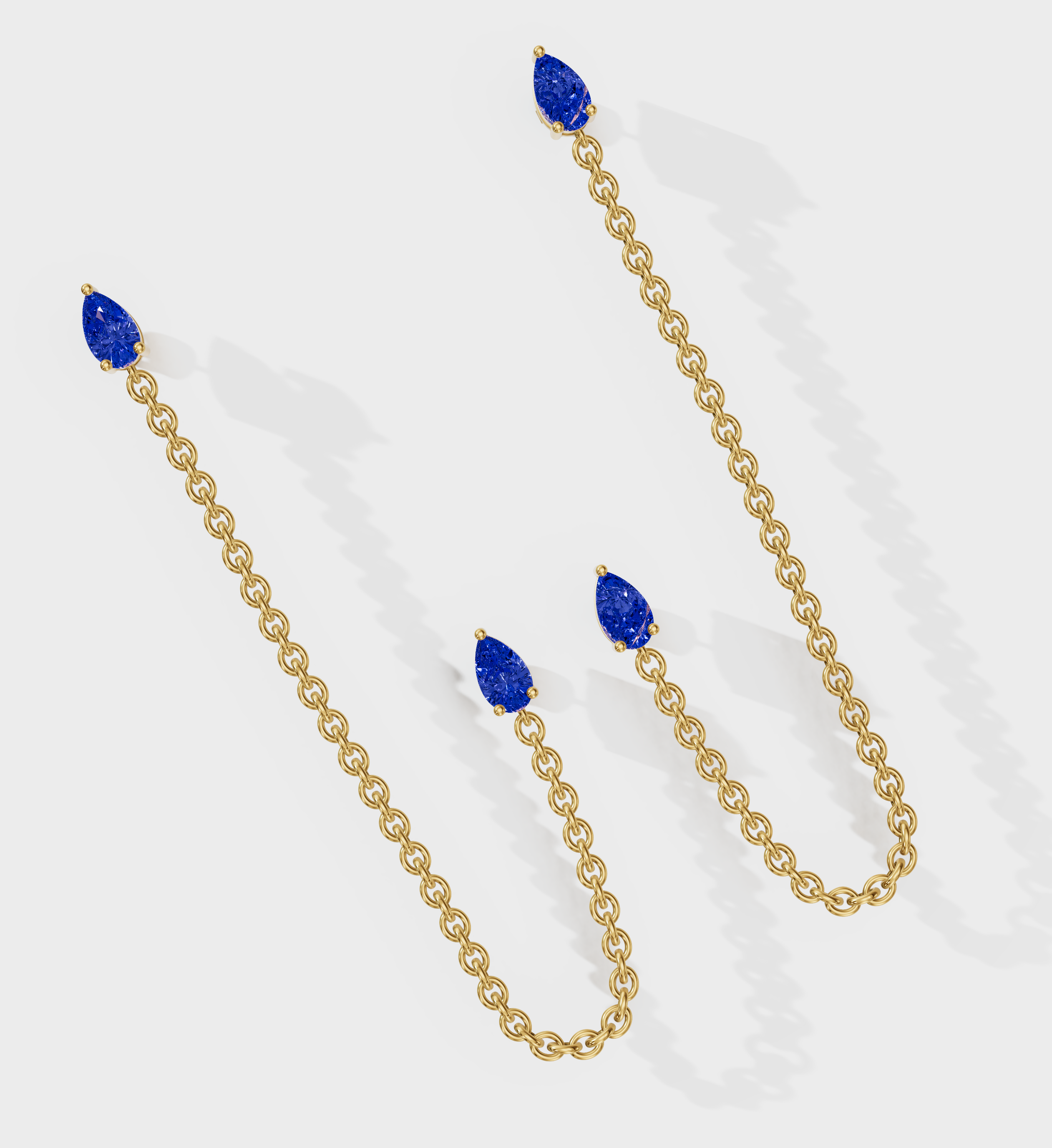 Sapphire Drop Ear Chain-Chains and Threaders-Anushka Jain Jewellery