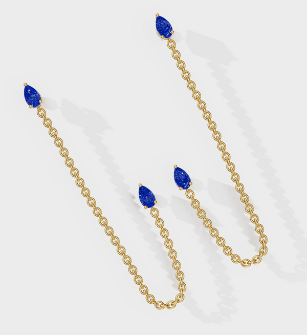 Sapphire Drop Ear Chain-Chains and Threaders-Anushka Jain Jewellery