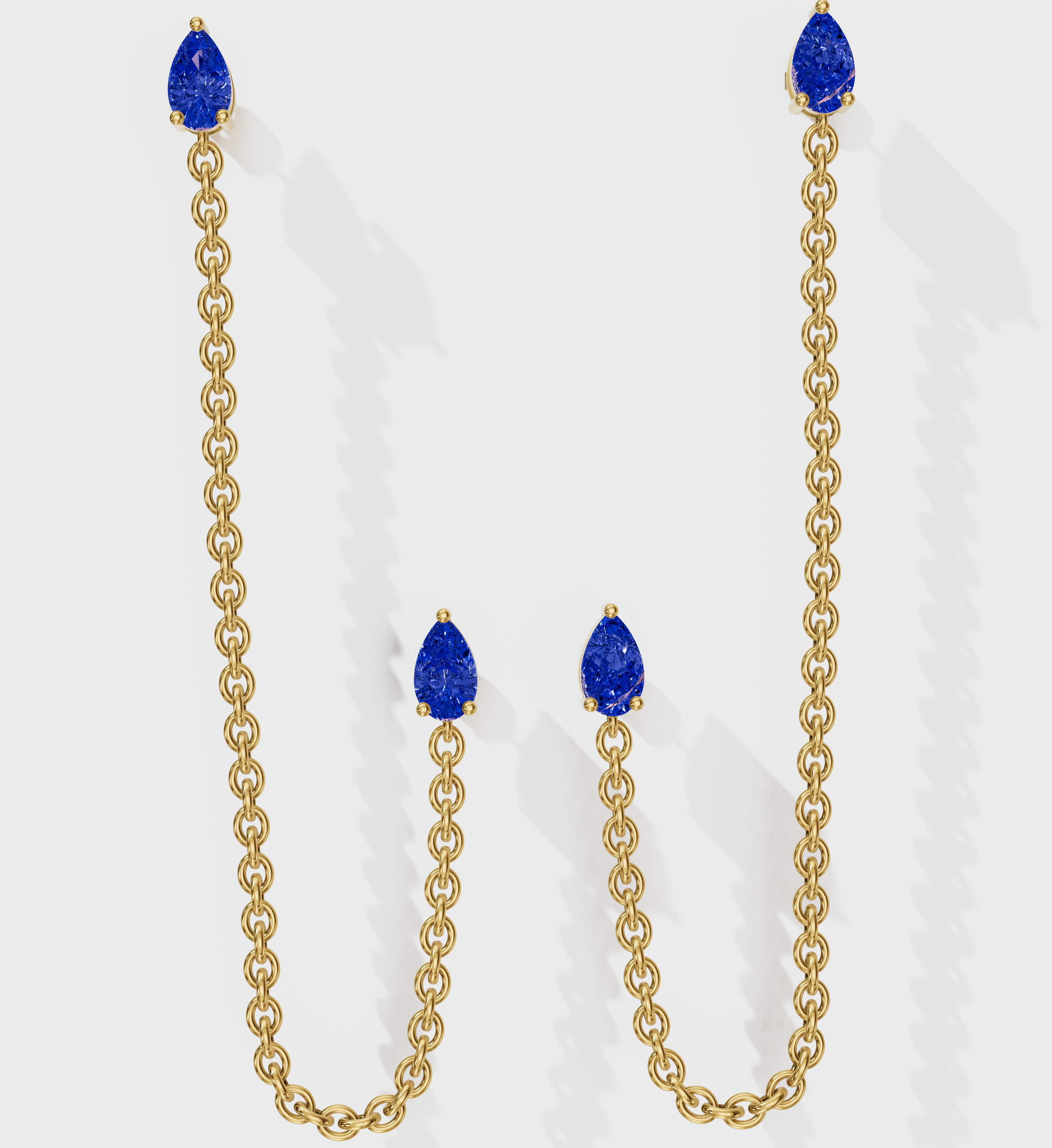 Sapphire Drop Ear Chain-Chains and Threaders-Anushka Jain Jewellery