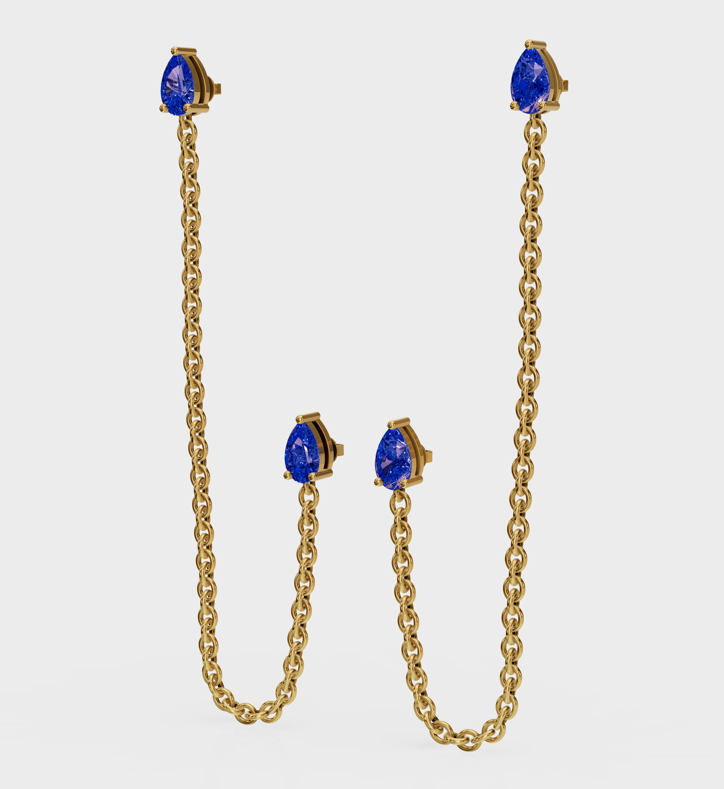 Sapphire Drop Ear Chain-Chains and Threaders-Anushka Jain Jewellery