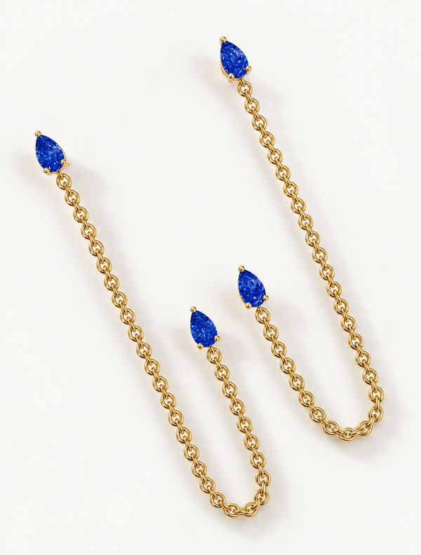 Sapphire Drop Ear Chain