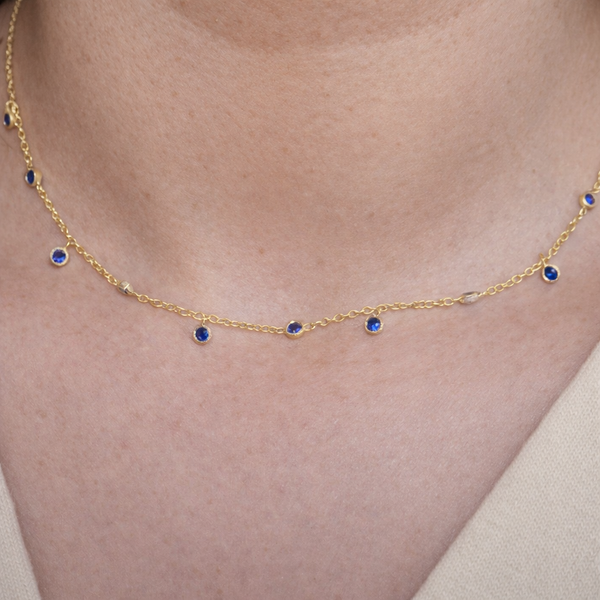 Sapphire Drop Necklace-Pendants-Anushka Jain Jewellery