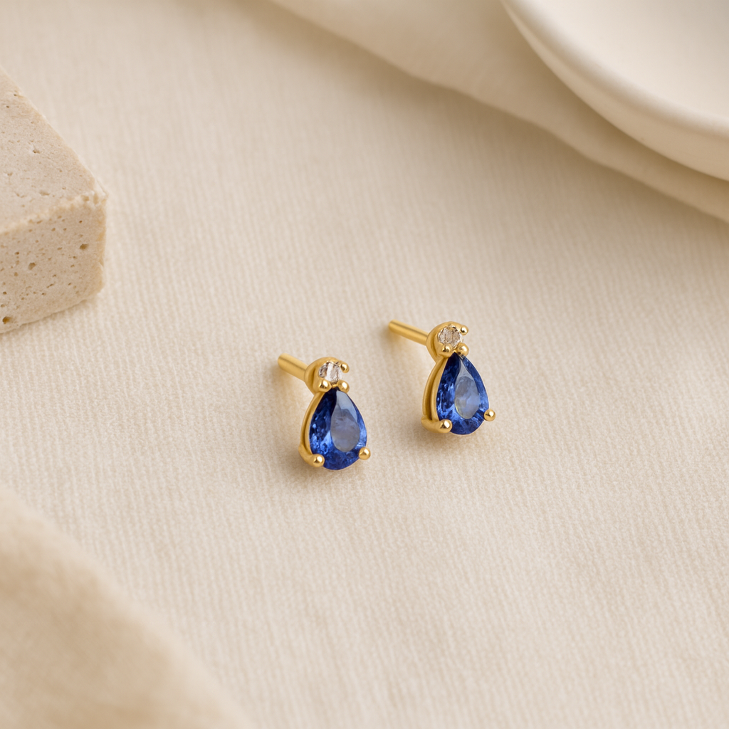 Sapphire Drop Studs-Studs-Anushka Jain Jewellery