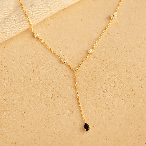 Sapphire Duet Lariat Necklace-Lariats-Gold Vermeil-Anushka Jain Jewellery