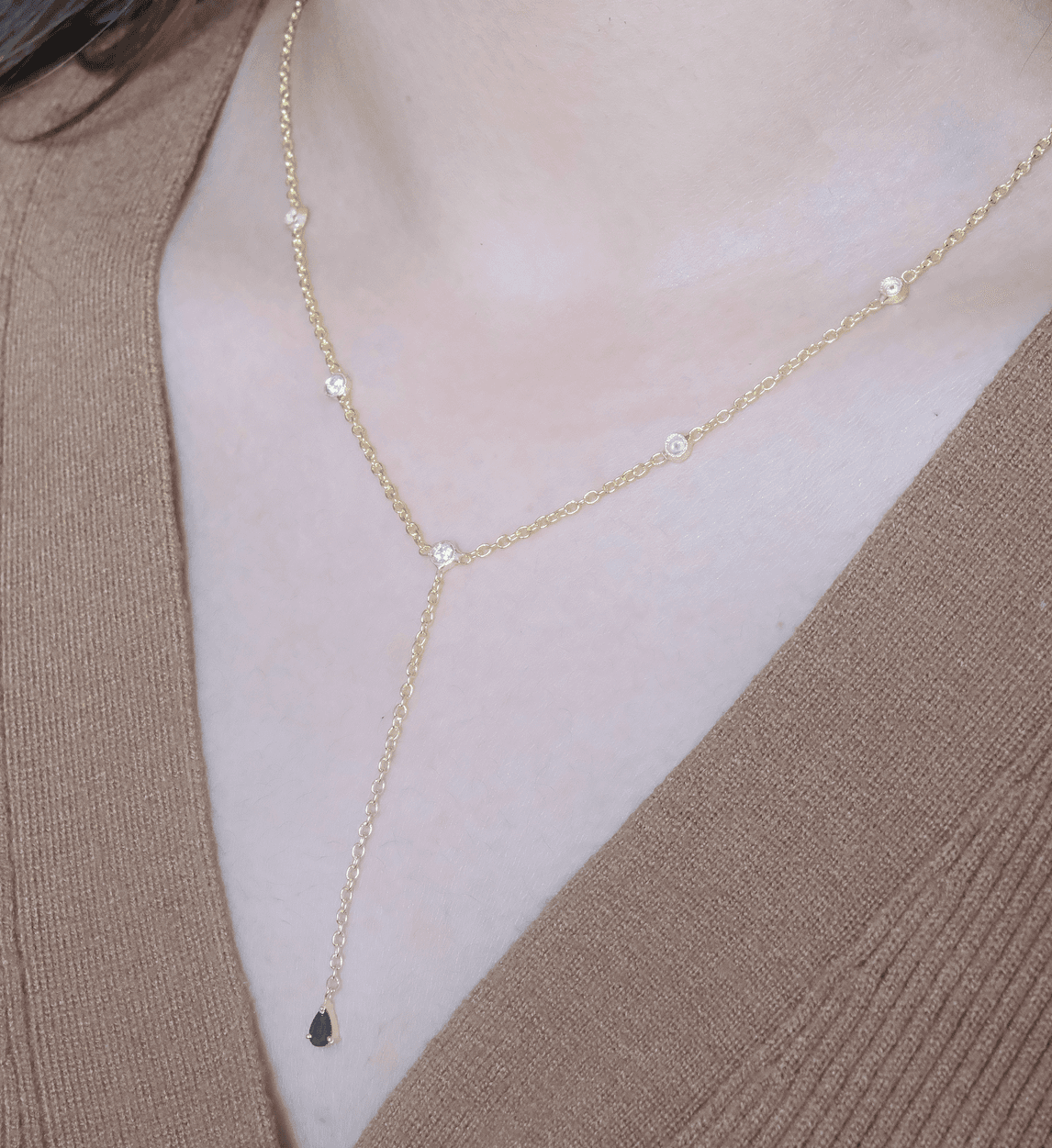 Sapphire Duet Lariat Necklace-Lariats-Anushka Jain Jewellery