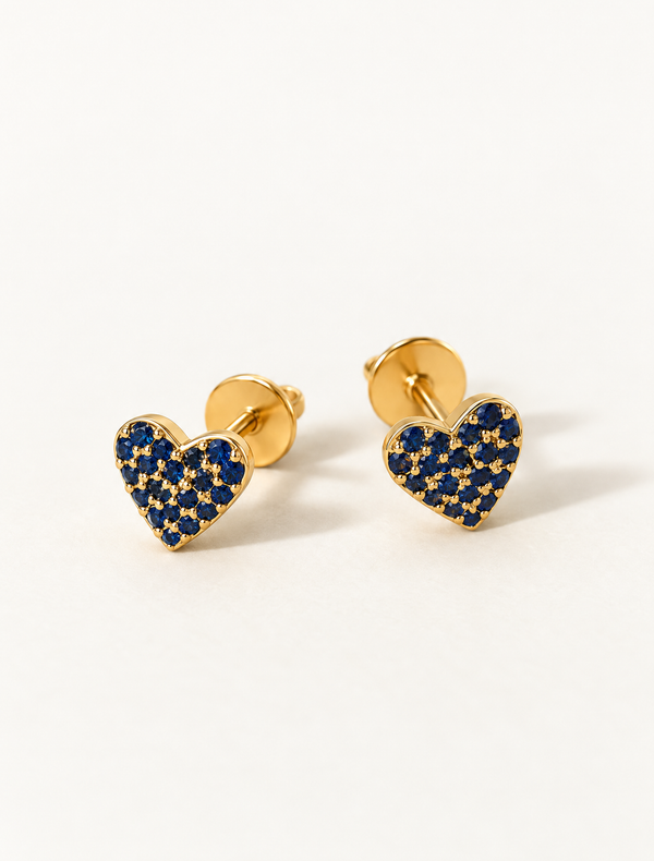 Sapphire Heart Studs