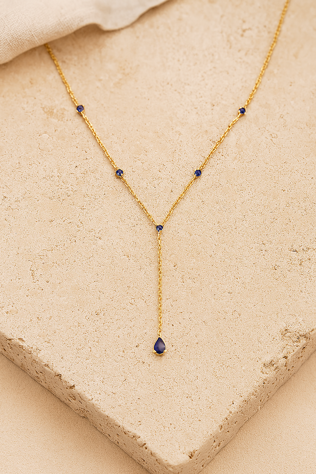 Sapphire Lariat Necklace-Lariats-Anushka Jain Jewellery