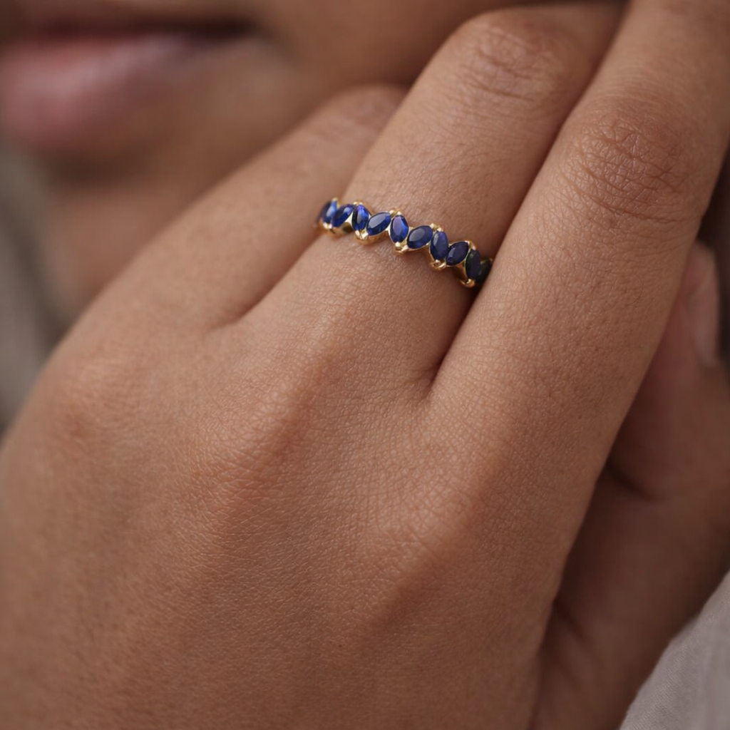 Sapphire Marquise Band-Rings-Anushka Jain Jewellery