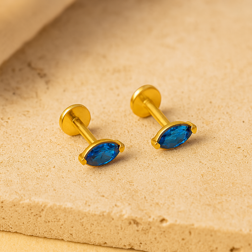 Sapphire Marquise Studs-Studs-Gold Vermeil-Anushka Jain Jewellery