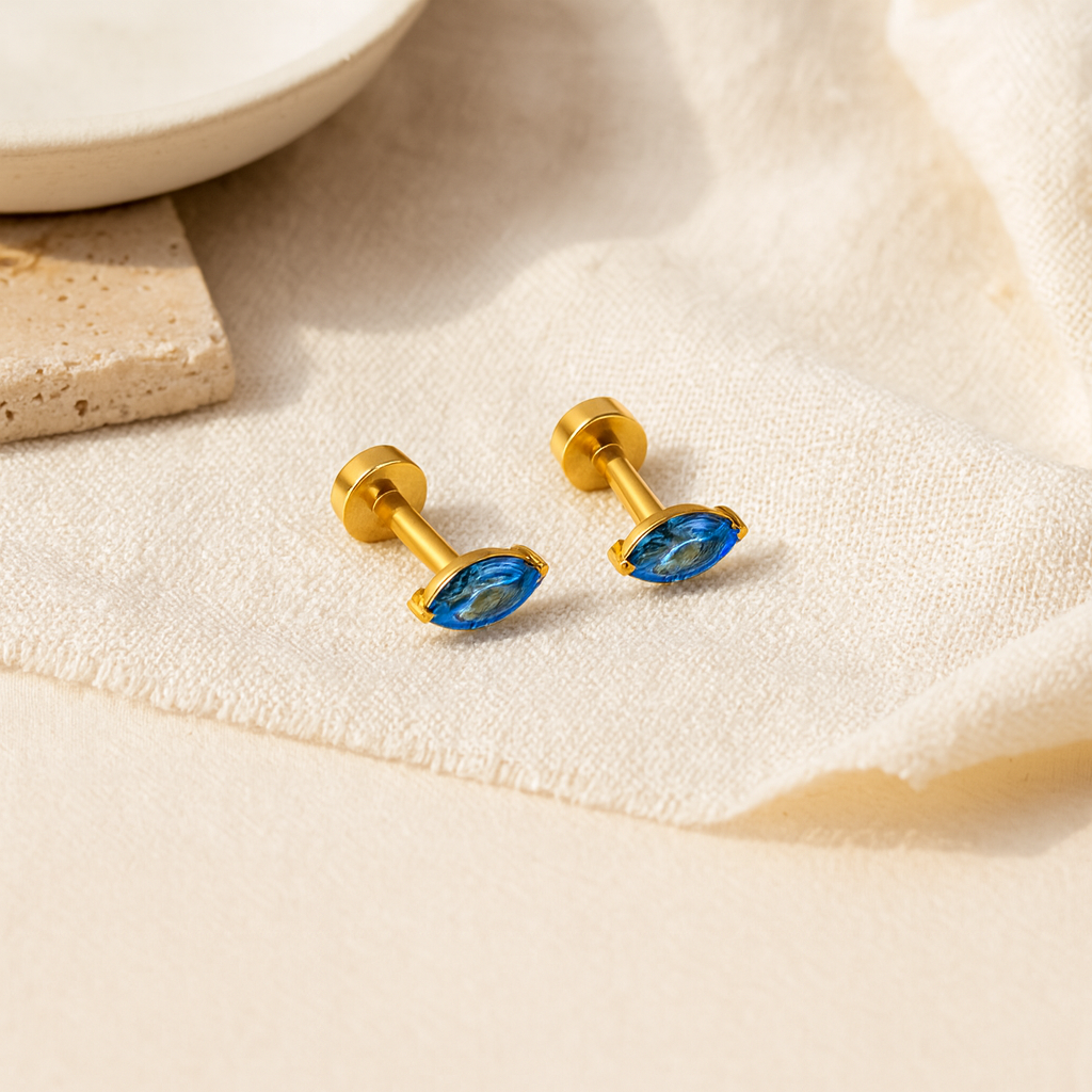 Sapphire Marquise Studs-Studs-Anushka Jain Jewellery