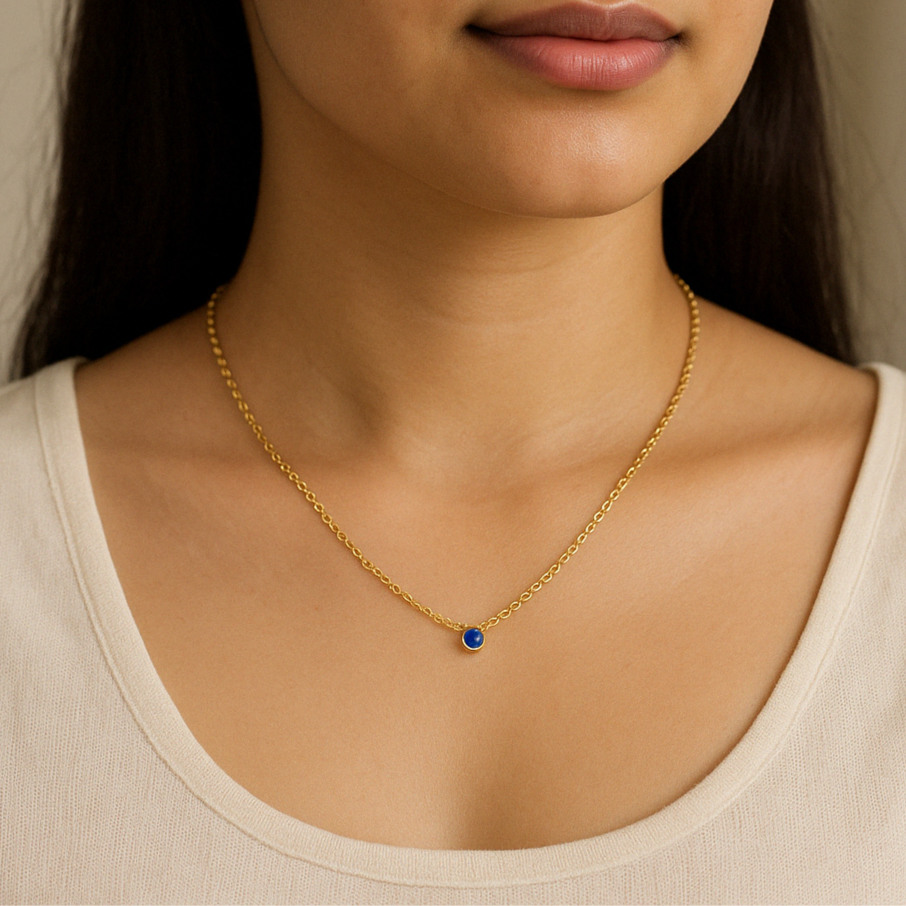 Sapphire Solitaire Necklace-Pendants-Anushka Jain Jewellery