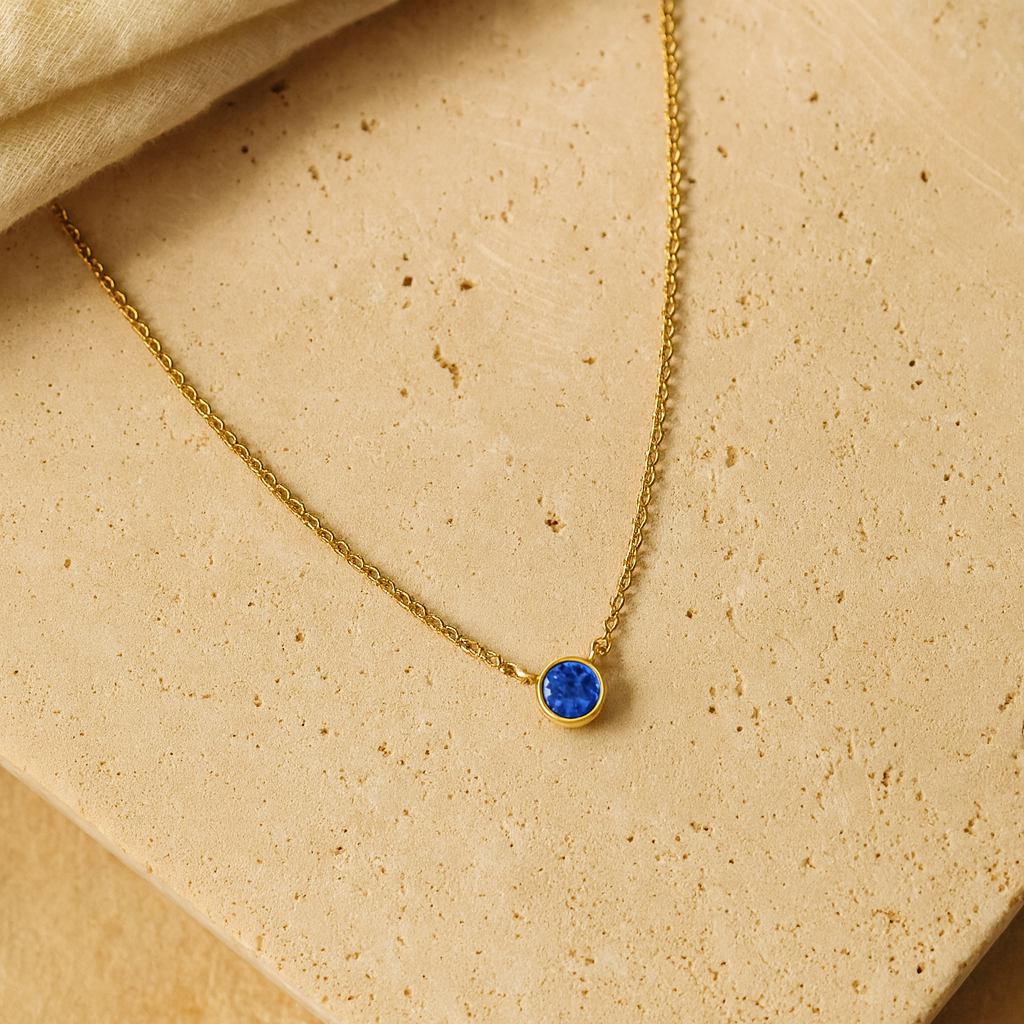 Sapphire Solitaire Necklace-Pendants-Anushka Jain Jewellery