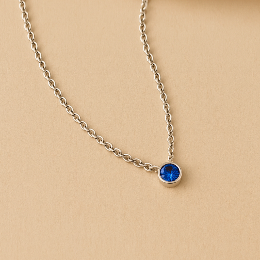 Sapphire Solitaire Necklace-Pendants-Silver-Anushka Jain Jewellery