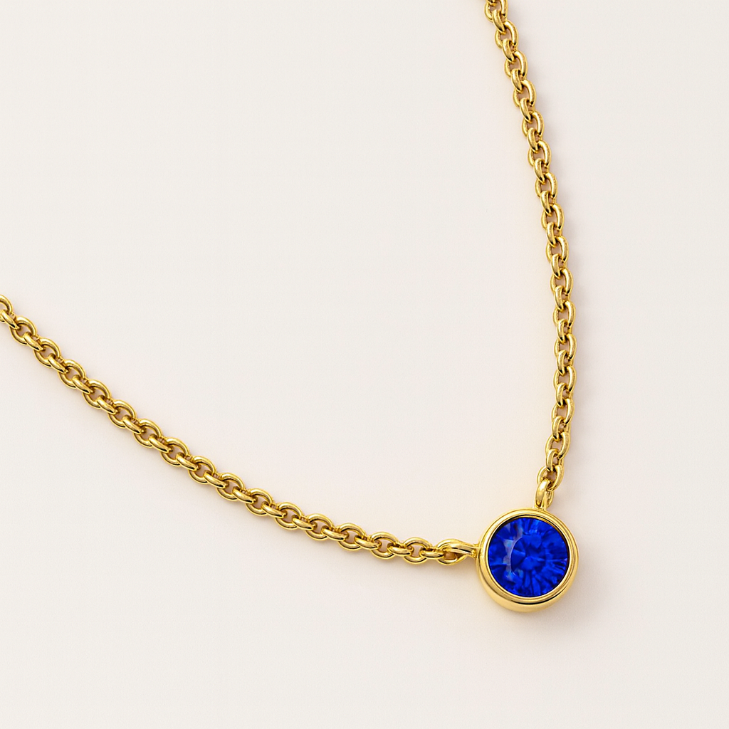 Sapphire Solitaire Necklace-Pendants-Anushka Jain Jewellery