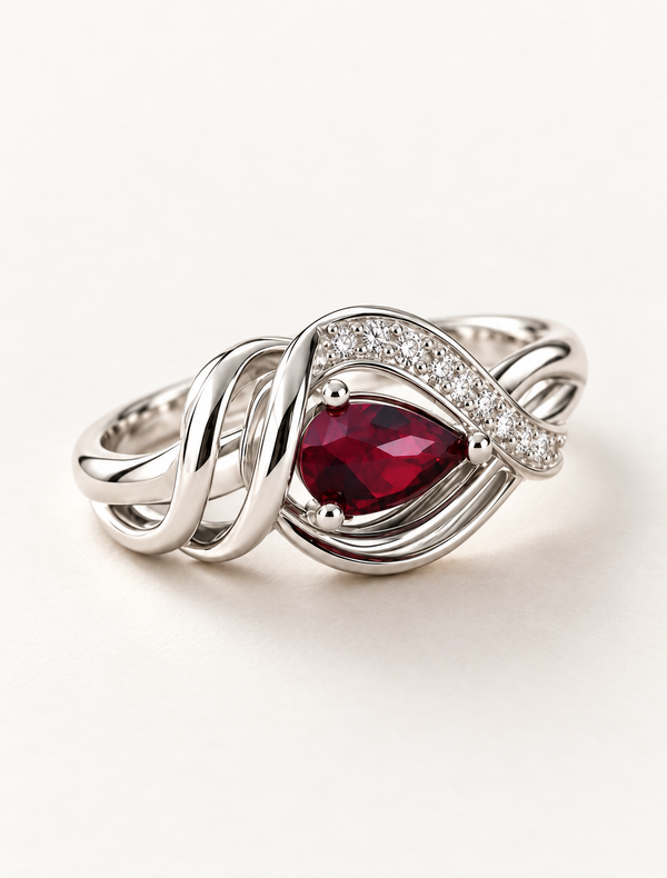Scarlet Embrace Garnet Ring