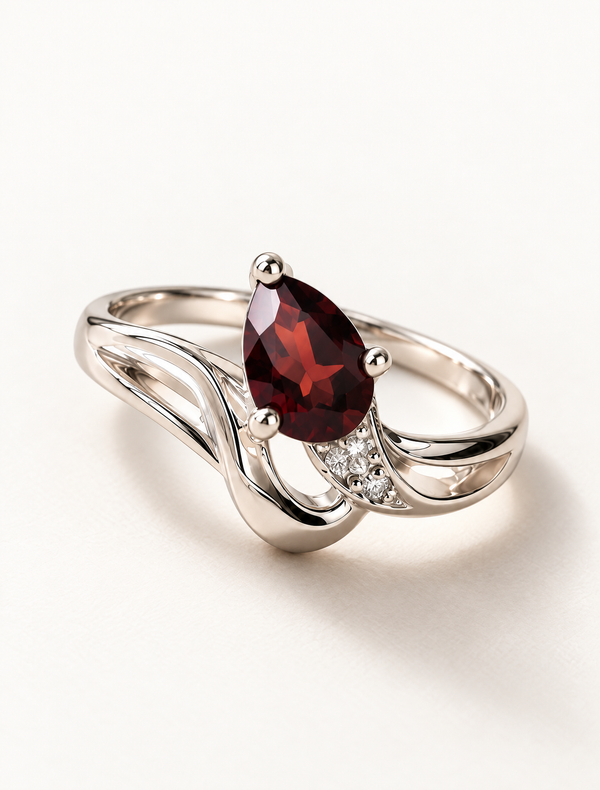 Scarlet Whisper Garnet Ring