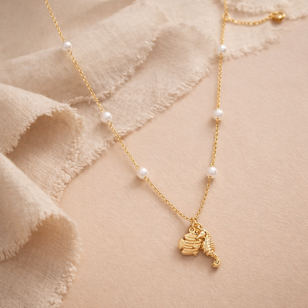 Seashorse Pearl Necklace-Anushka Jain Jewellery