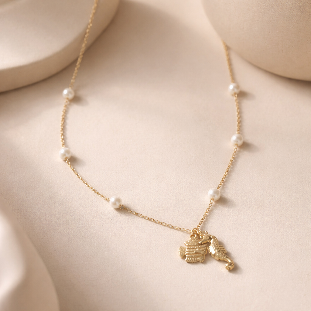 Seashorse Pearl Necklace-Anushka Jain Jewellery