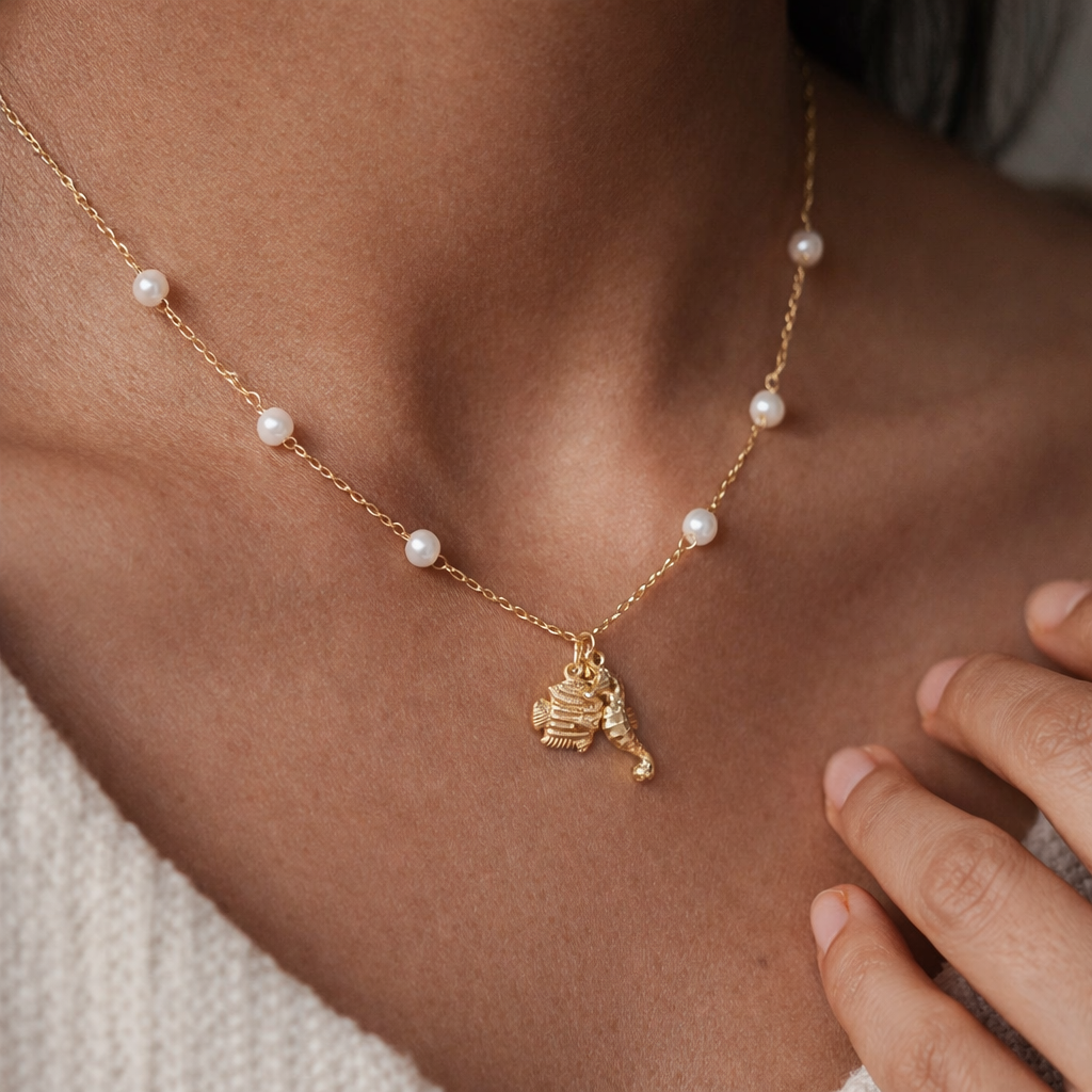 Seashorse Pearl Necklace-Anushka Jain Jewellery