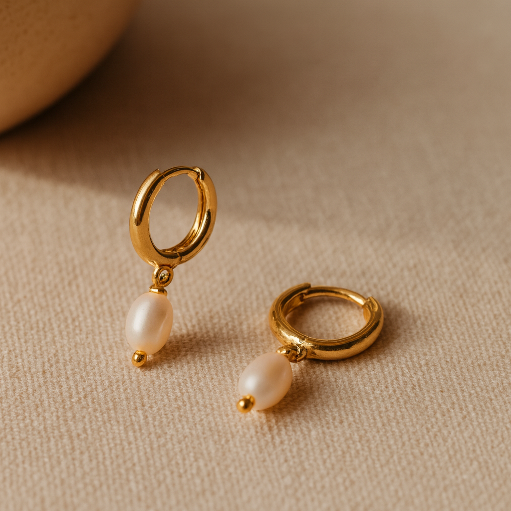 Seed Pearl Drop Huggie-Anushka Jain Jewellery