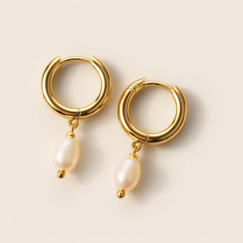 Seed Pearl Drop Huggie-Anushka Jain Jewellery