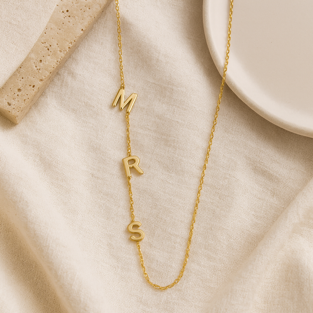 Sideway Initial Necklace-Anushka Jain Jewellery