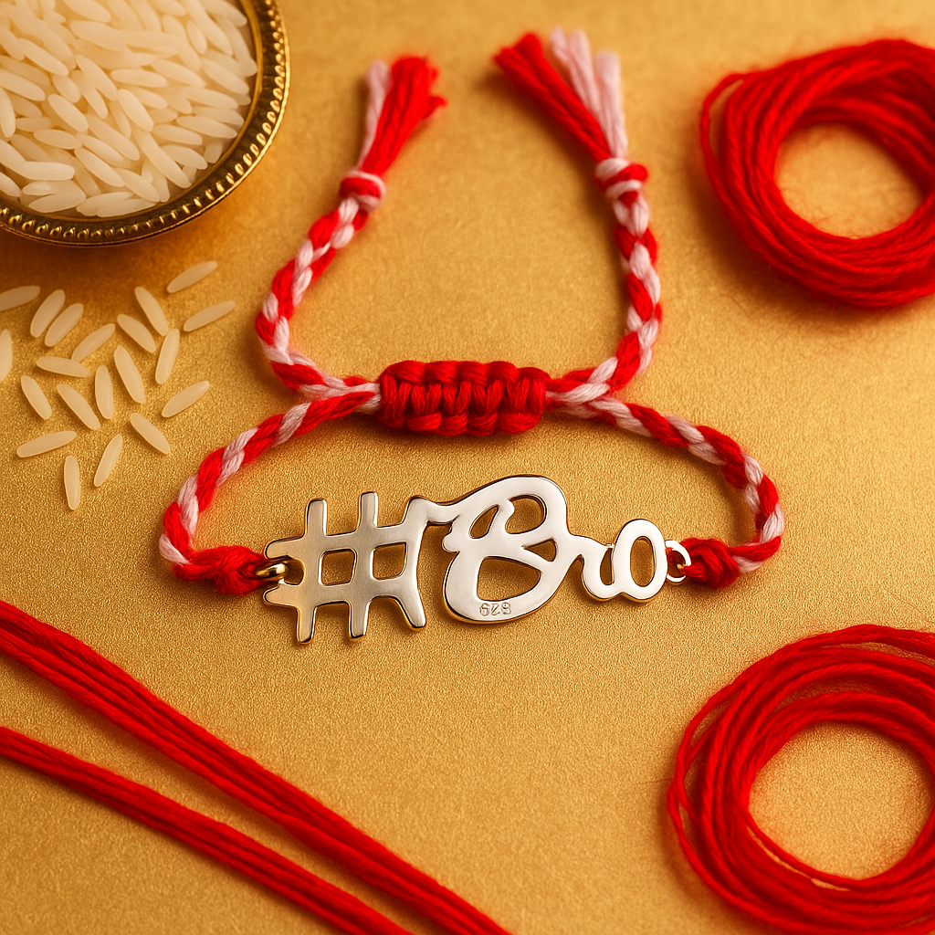 Rakhi for brother in sterling silver with sleek modern design
