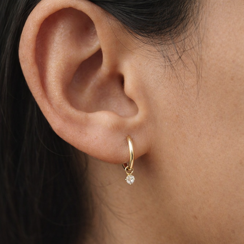 Single Diamond Drop Huggie-Anushka Jain Jewellery