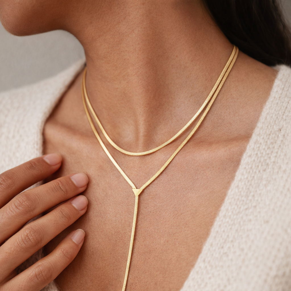 Snake Chain Lariat Necklace-Anushka Jain Jewellery