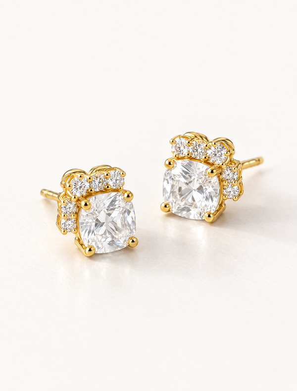 Sqaure Diamond Line Studs