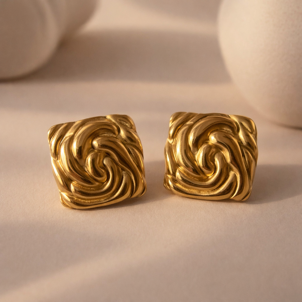 Square Abstract Earrings-Anushka Jain Jewellery