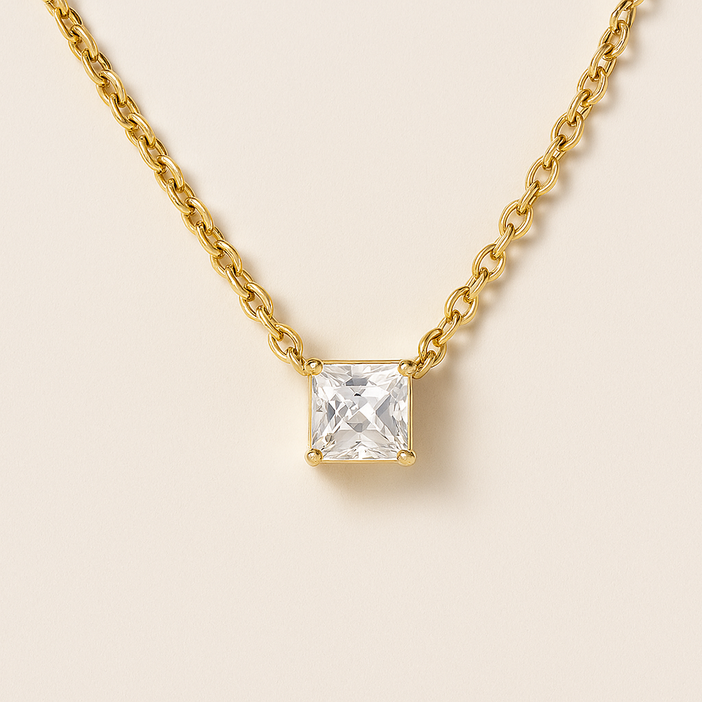 Square Diamond Necklace-Pendants-Anushka Jain Jewellery