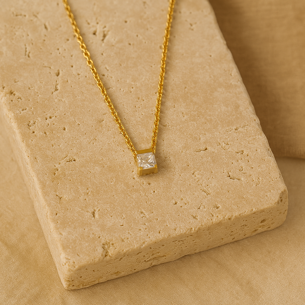 Square Diamond Necklace-Pendants-Anushka Jain Jewellery
