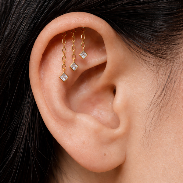 Square Hanging Studs-Anushka Jain Jewellery