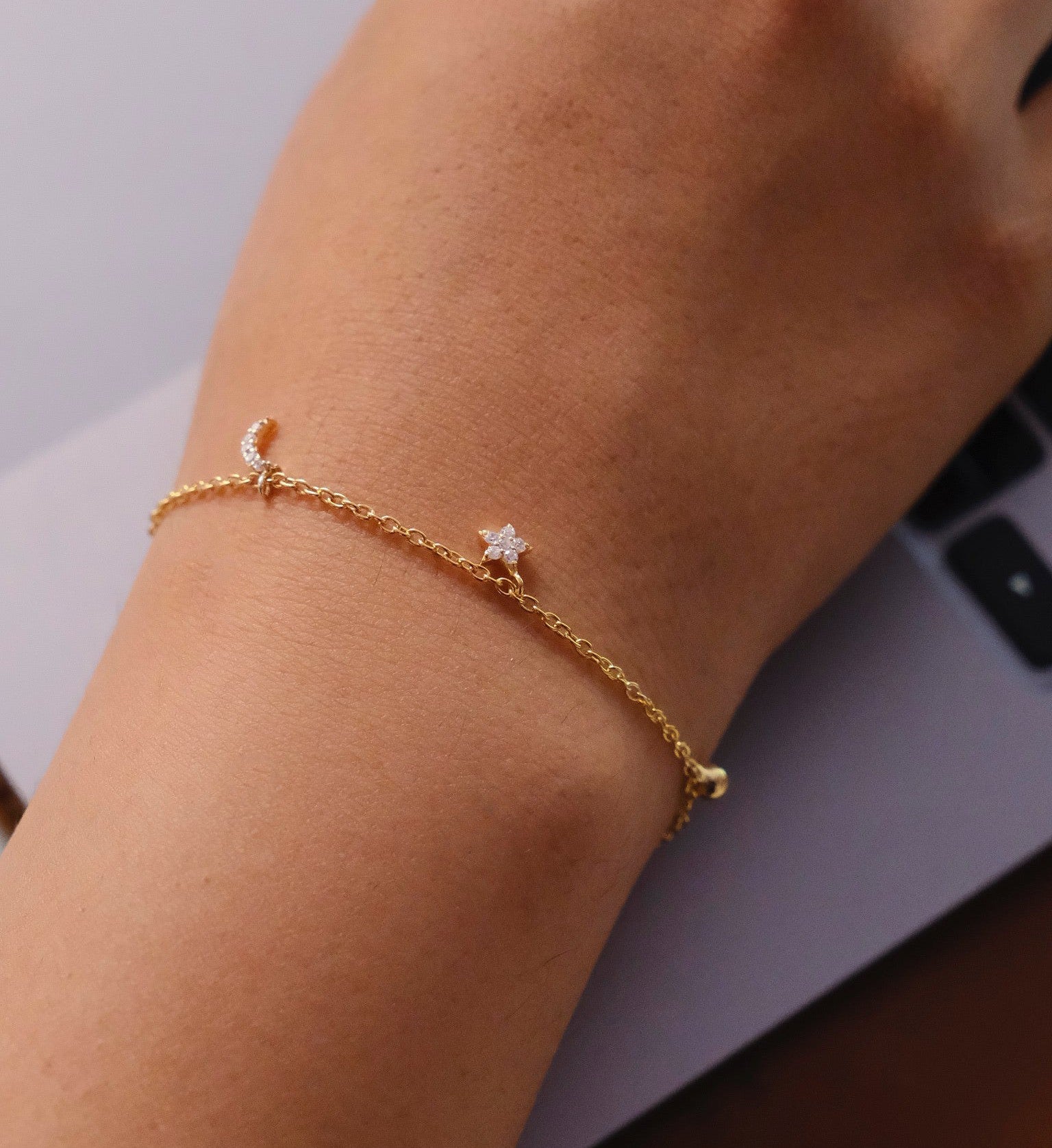 Star Moon Sun Bracelet-Bracelets-Gold Vermeil-5-Anushka Jain Jewellery
