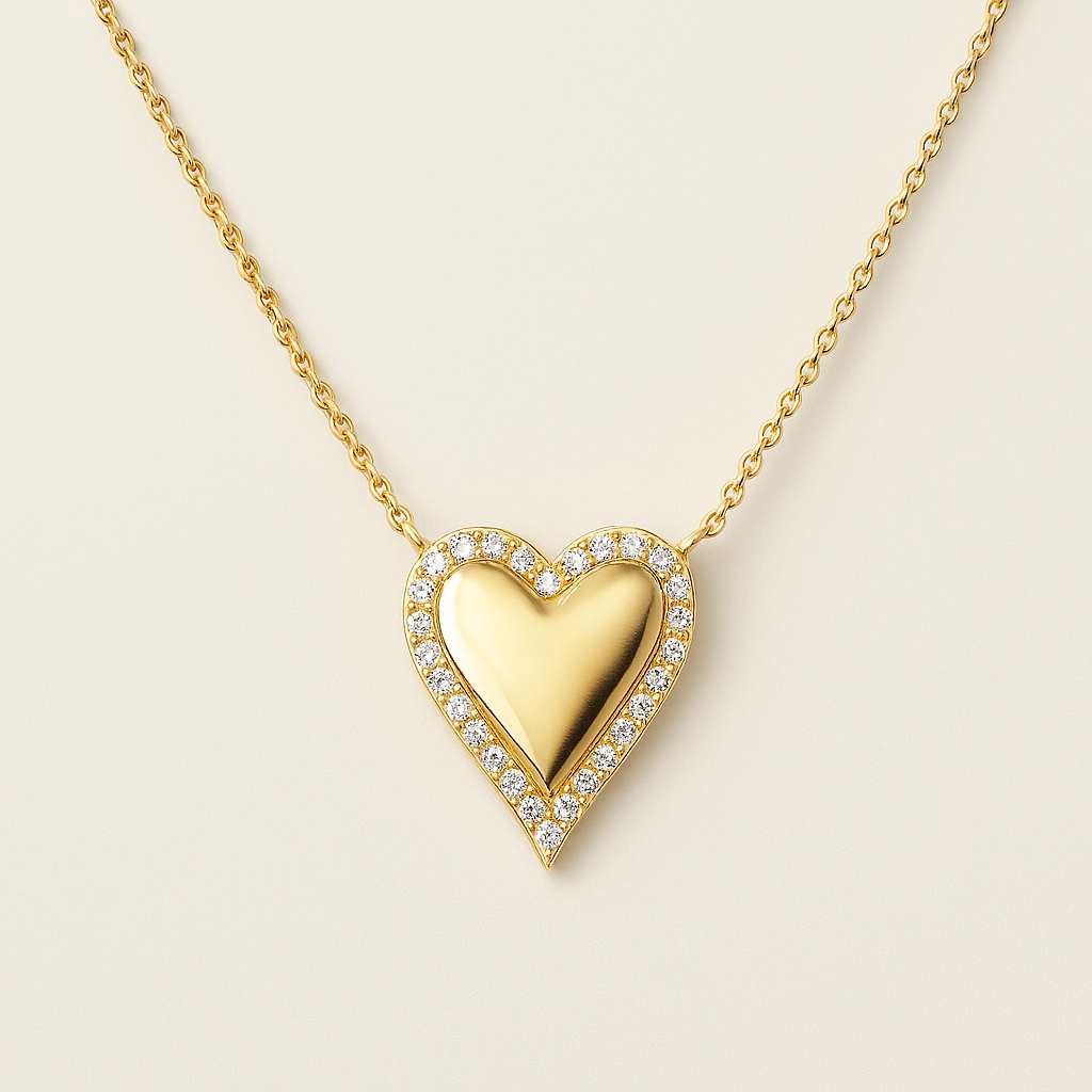 Studded Heart Necklace-Pendants-Anushka Jain Jewellery