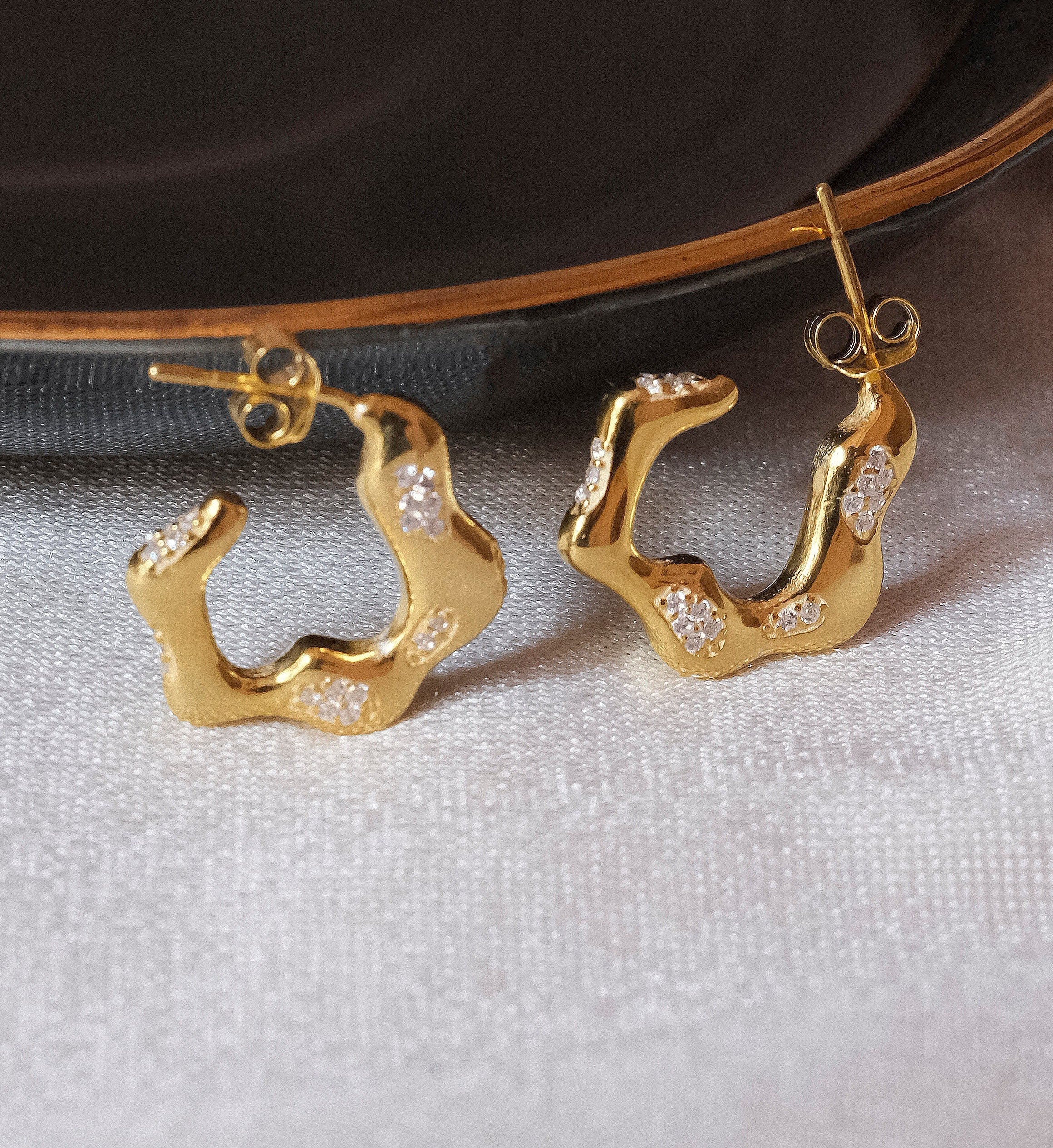 Studded Wave Hoops-Hoops-Anushka Jain Jewellery