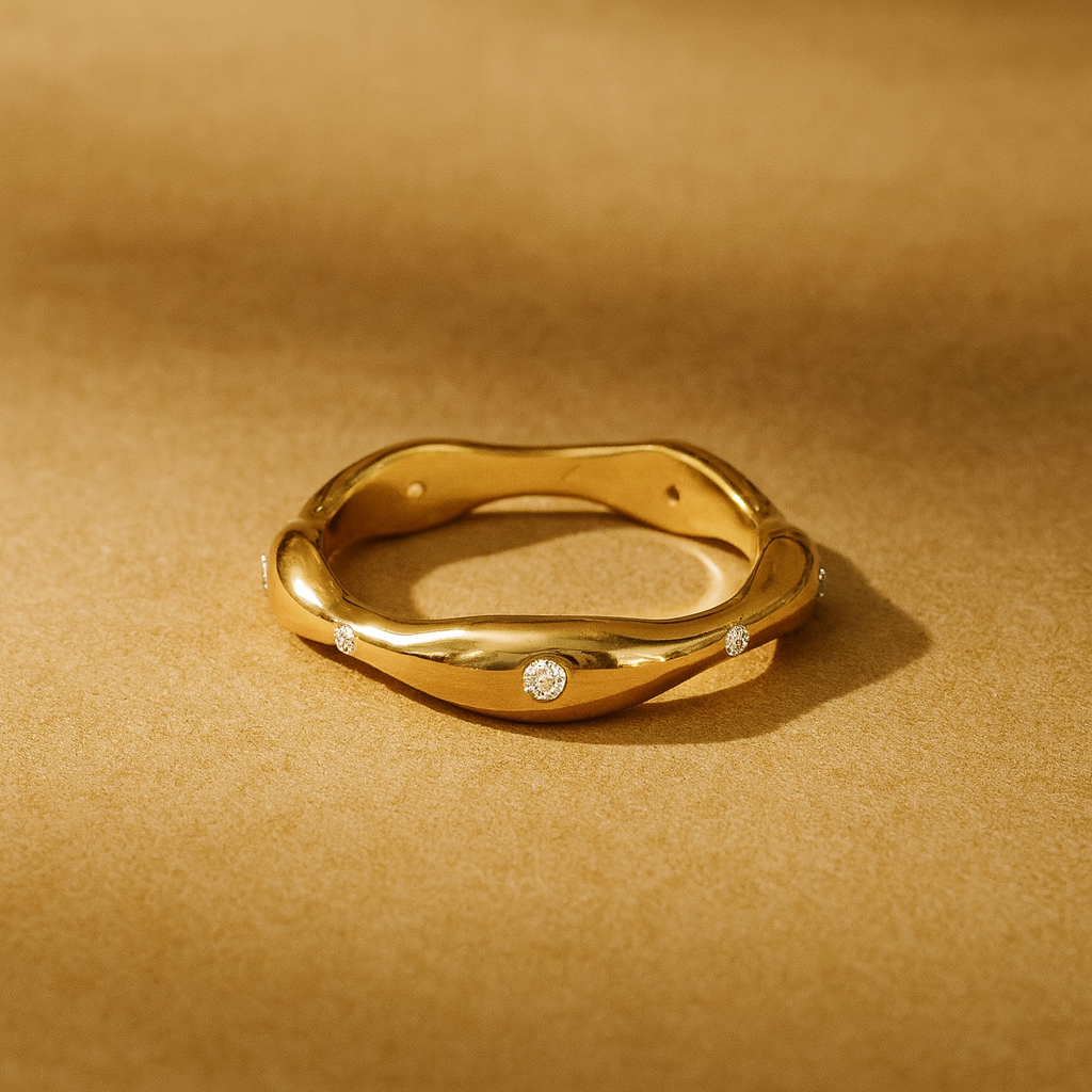 Studded Wave Ring-Rings-Anushka Jain Jewellery