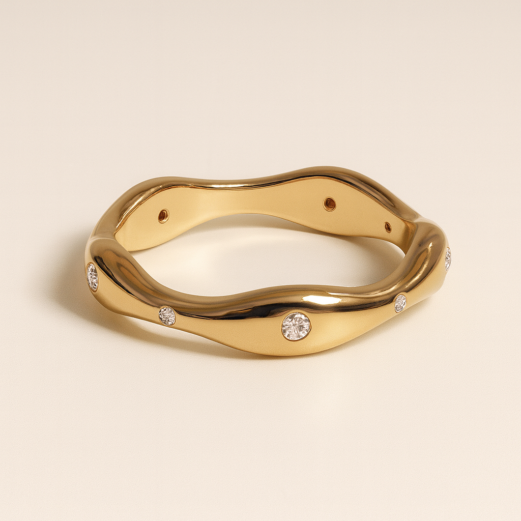 Studded Wave Ring-Rings-Anushka Jain Jewellery