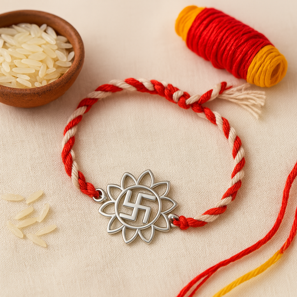 Swastik Flower Rakhi-Anushka Jain Jewellery