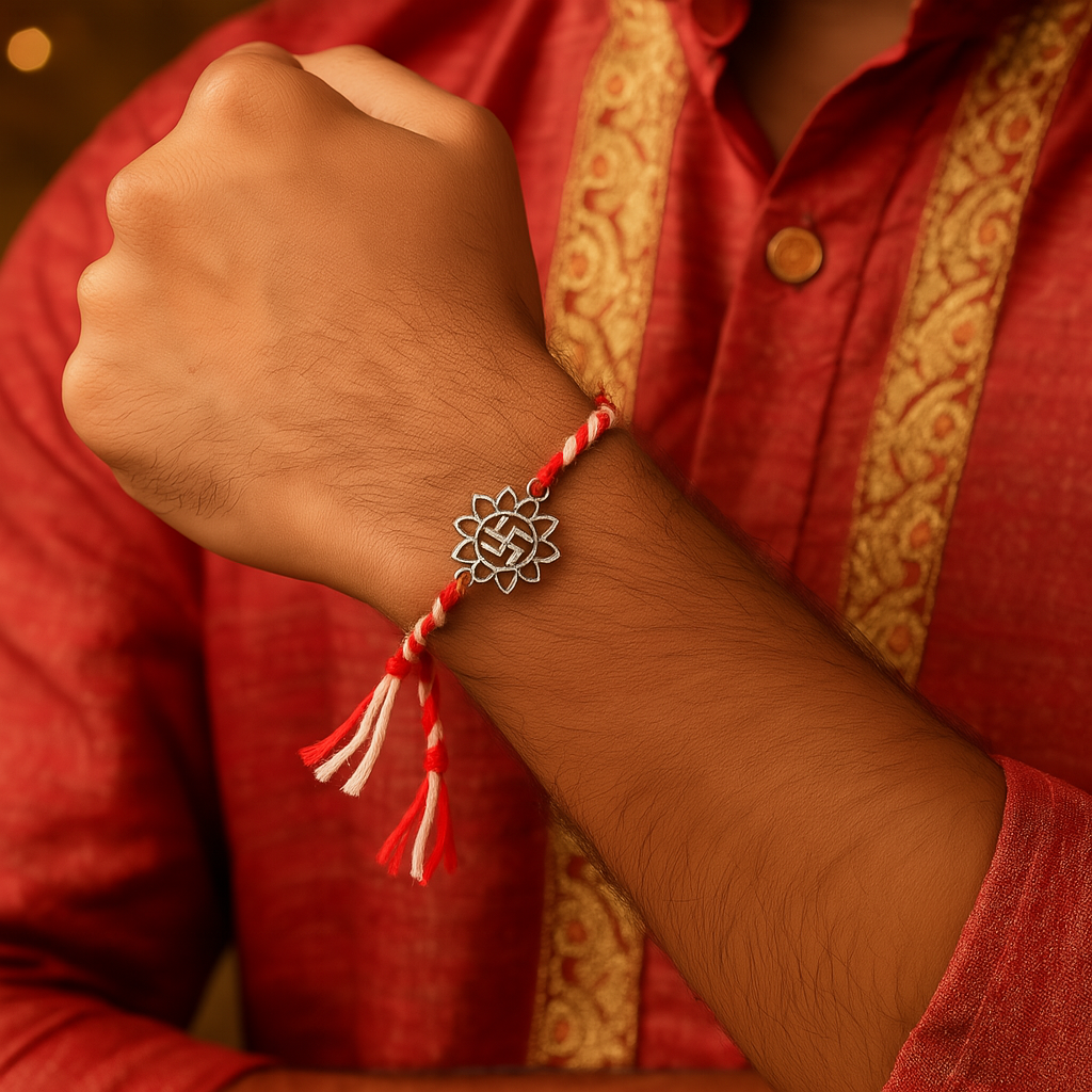 Swastik Flower Rakhi-Anushka Jain Jewellery