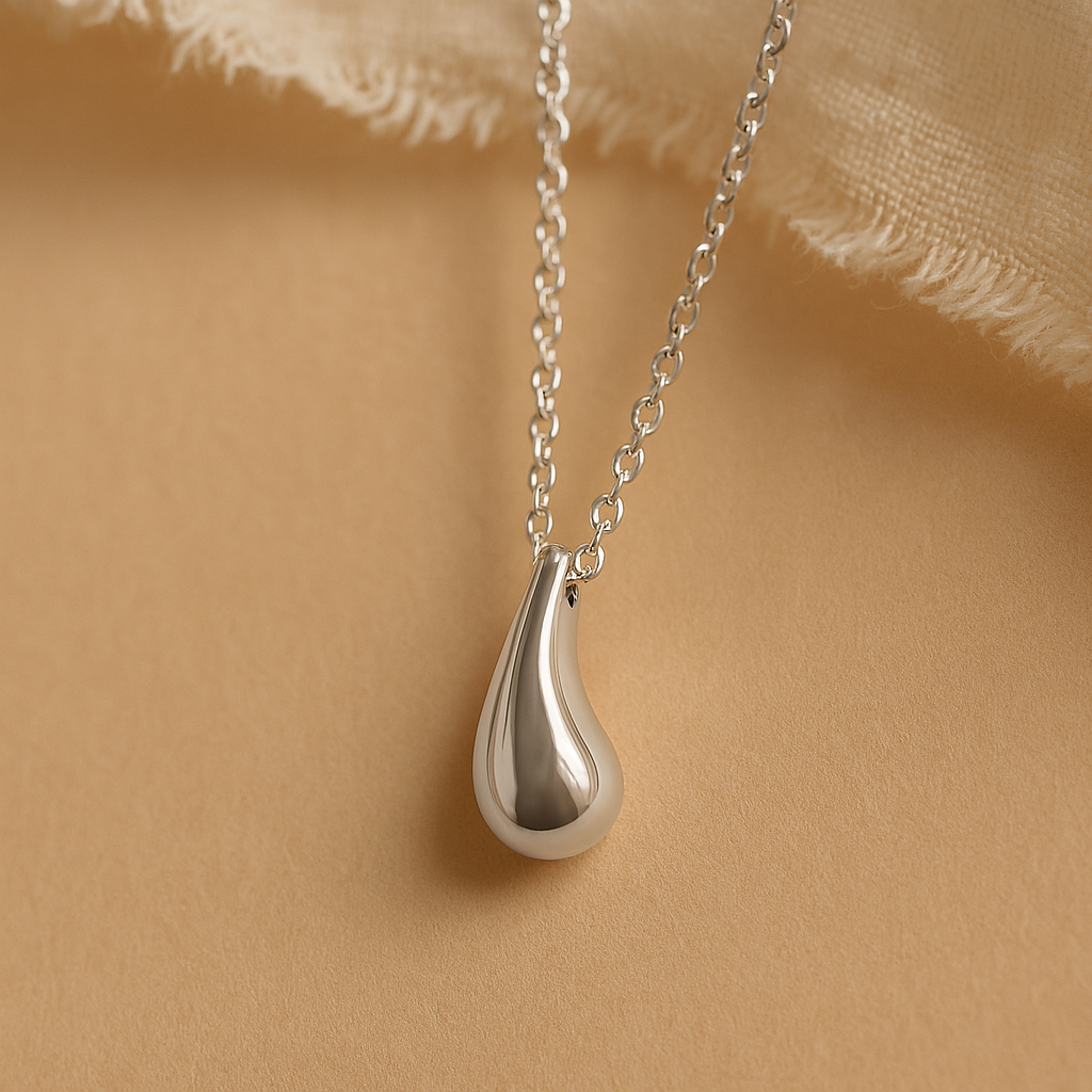Tear Drop Necklace-Pendants-Silver-Anushka Jain Jewellery