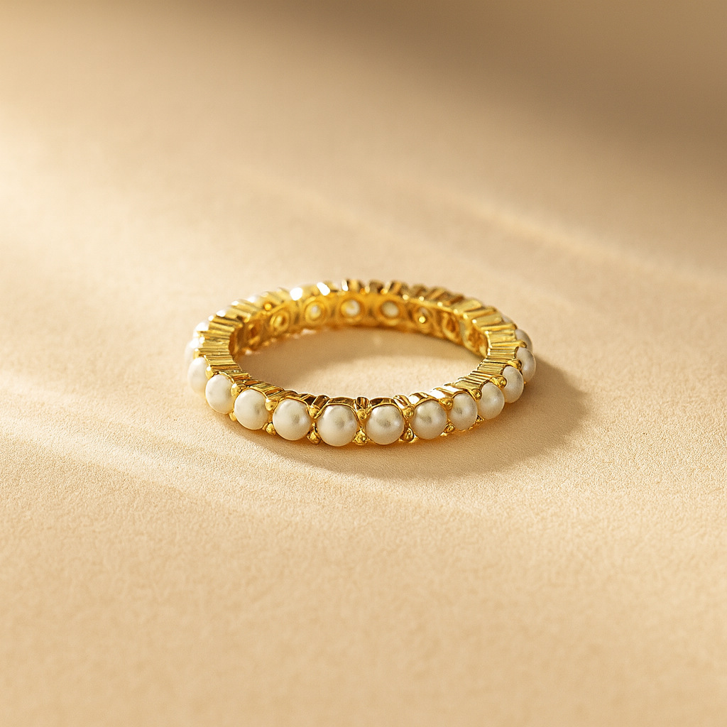 Thin Pearl Ring-Rings-Anushka Jain Jewellery