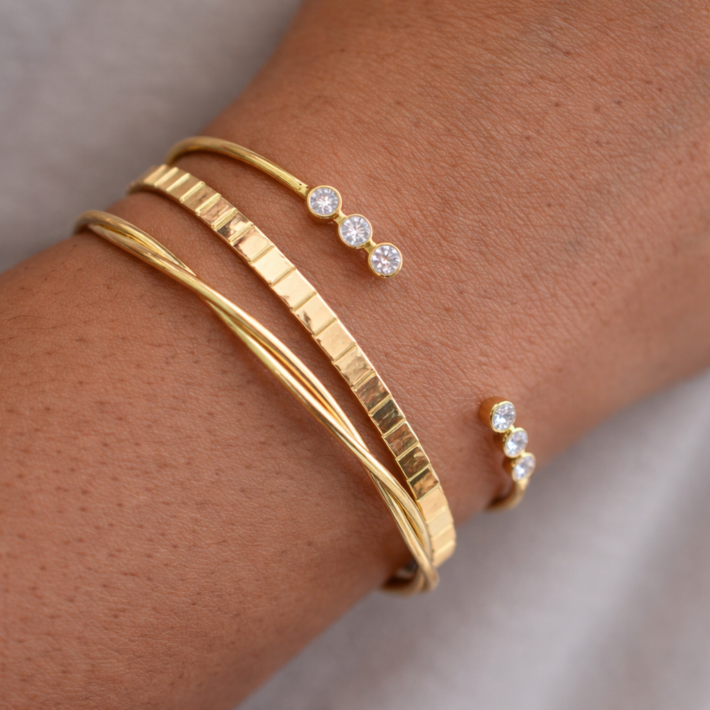 Tri Diamond Cuff-Bracelets-Anushka Jain Jewellery