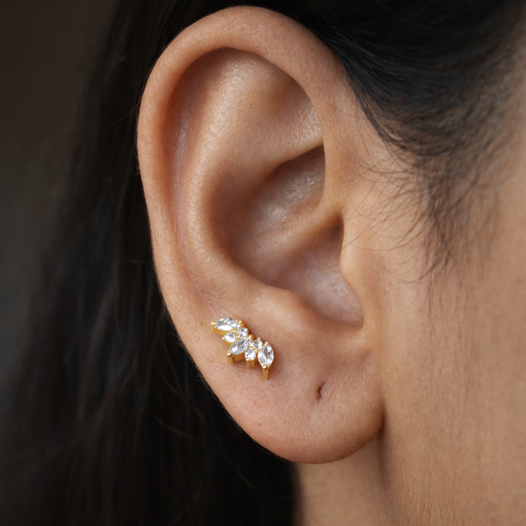 Tri Diamond Marquise Studs-Anushka Jain Jewellery
