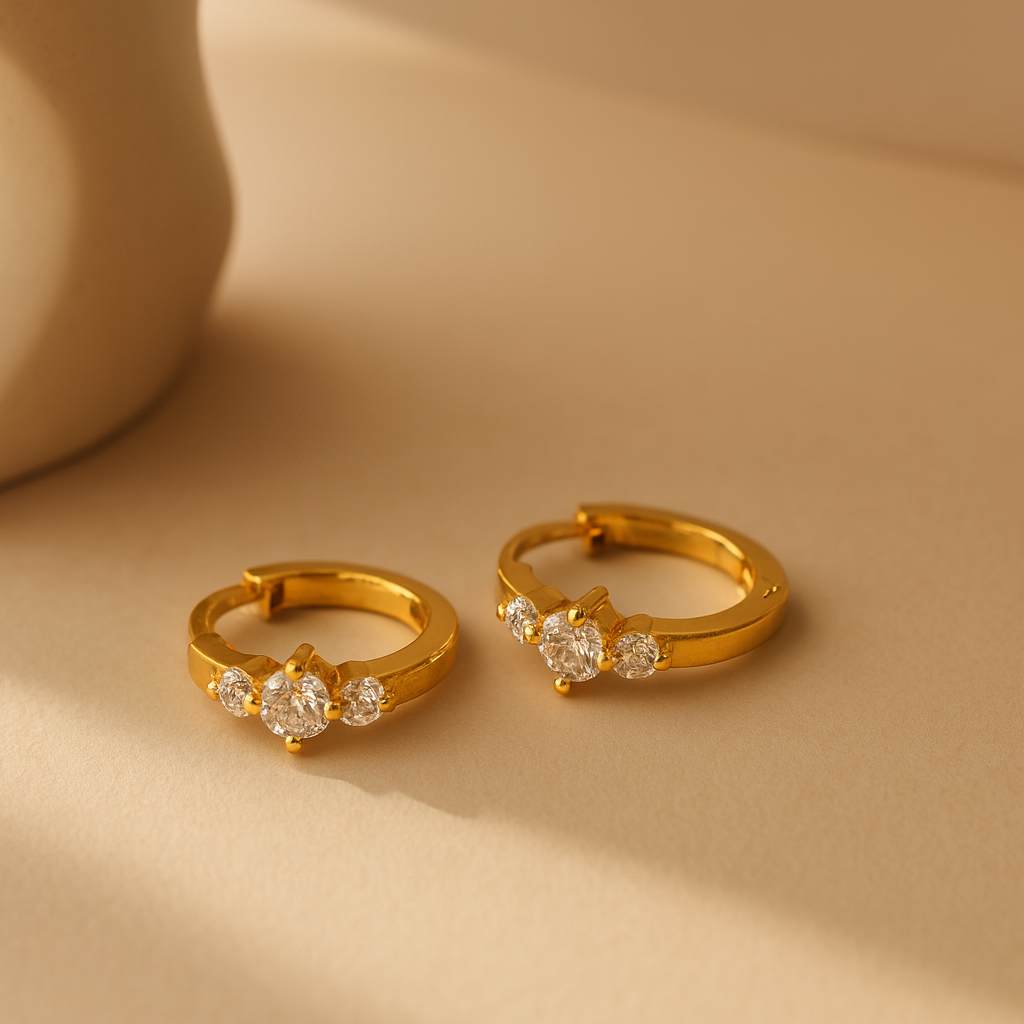 Tri Diamond Mini Huggie-Anushka Jain Jewellery