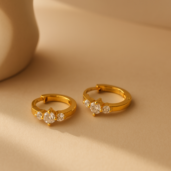 Tri Diamond Mini Huggie-Anushka Jain Jewellery